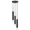 Benzara Hexagonal Metal Frame 3 Led Light Pendant with Glass Diffuser, Black