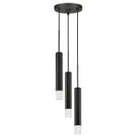 Benzara Hexagonal Metal Frame 3 Led Light Pendant with Glass Diffuser, Black