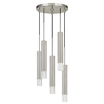 Benzara Hexagonal Metal Frame 5 Led Light Pendant with Glass Diffuser, Gray