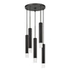 Benzara Hexagonal Metal Frame 5 Led Light Pendant with Glass Diffuser, Black