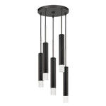 Benzara Hexagonal Metal Frame 5 Led Light Pendant with Glass Diffuser, Black