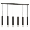 Benzara Hexagonal Metal Frame 6 Led Light Pendant with Glass Diffuser, Black