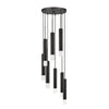 Benzara Hexagonal Metal Frame 8 Led Light Pendant with Glass Diffuser, Black