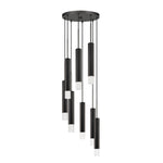 Benzara Hexagonal Metal Frame 8 Led Light Pendant with Glass Diffuser, Black