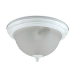 Benzara Metal Ceiling Lamp with Dome Shaped Shade and Finial Top, Clear and White