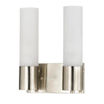 Benzara Cylindrical Dual Lighting Wall Lamp with Switch, Set of 2, Silver and White