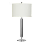 Benzara Metal Table Lamp with Tubular Support and Push Through Switch, Silver