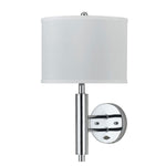 Benzara Metal Single Lighting Wall Lamp with Drum Shade and Rocker Switch, Silver