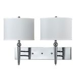 Benzara Metal Dual Lighting Wall Lamp with Drum Shade and 3 Way Switch, Silver