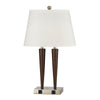 Benzara Metal Desk Lamp with Sleek Dual Conical Support, Silver and Brown
