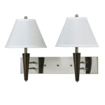 Benzara Dual Metal Wall Lamp with Flared Shade and Conical Support,Brown and Silver
