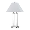 Benzara Flared Shade Metal Desk Lamp with Double Pedestal Legs, Silver