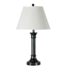 Benzara Metal Table Lamp Pedestal Legs and 1 Power Outlet, Black and White