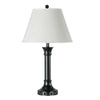 Benzara Metal Table Lamp Pedestal Legs and 2 Power Outlet, Black and White
