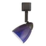 Benzara BM220756 Hand Blown Glass Shade Track Light Head with Metal Frame, Blue and Bronze