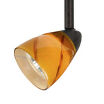 Benzara Glass Shade Track Light Head with Metal Frame, Yellow and Rustic Bronze