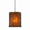 Benzara Scroll Design Pendant Lighting with Mica Shade, Brown and Black