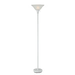 Benzara 3 Way Torchiere Floor Lamp with Frosted Glass shade and Stable Base, White