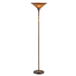 Benzara 3 Way Torchiere Floor Lamp with Frosted Glass shade and Stable Base, Bronze
