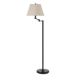 Benzara 3 Way Metal Body Floor Lamp with Swing Arm and Conical Fabric Shade, Black