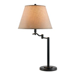 Benzara 3 Way Metal Body Table Lamp with Swing Arm and Conical Fabric Shade, Black