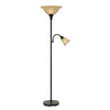 Benzara Metal Body Torchiere Floor Lamp with Attached Reading Light, Black