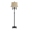 Benzara 6 Way Metal Floor Lamp with Fabric Shallow Drum Shade, Black