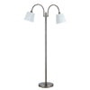 Benzara 80 Watt Metal Floor Lamp with Dual Gooseneck and Uno Style Shades, Silver