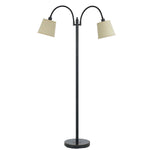 Benzara 80 Watt Metal Floor Lamp with Dual Gooseneck and Uno Style Shades, Black