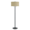 Benzara Metal Body Floor Lamp with Fabric Drum Shade and Pull Chain Switch, Black