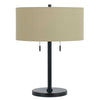 Benzara Metal Body Table Lamp with Fabric Drum Shade and Pull Chain Switch, Black