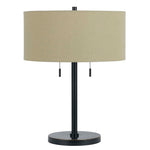 Benzara Metal Body Table Lamp with Fabric Drum Shade and Pull Chain Switch, Black