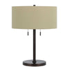Benzara Metal Body Table Lamp with Fabric Drum Shade and Pull Chain Switch, Bronze