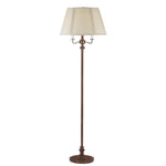 Benzara 150 Watt 6 Way Metal Floor Lamp with Fabric Tapered Shade, Brown