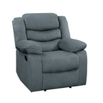 Benzara Wooden Transitional Split Back Reclining Chair with Pillow Armrest, Gray