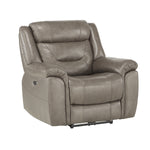 Benzara Split Back Fabric Reclining Chair with Power Headrest and USB Port, Gray