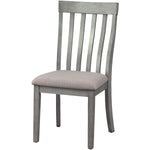 Benzara Vertical Slatted Curved Back Side Chair with Fabric Seat, Set of 2, Gray
