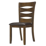 Benzara Transitional Ladder Back Side Chair with Leatherette Seat, Set of 2, Brown