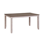 Benzara Rectangular Dining Table with Chamfered Legs, Antique White and Brown