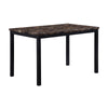 Benzara Transitional Rectangular Metal Dining Table with Faux Marble Top, Black