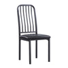 Benzara Metal Frame Side Chair with Padded seat and Slated Backrest, Gray
