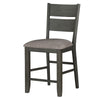 Benzara Counter Height with Chair with Ladder Backrest and Fabric Padded Seat, Gray