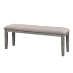 Benzara Rectangular Style Wooden Bench with Fabric Upholstered Seat, Gray