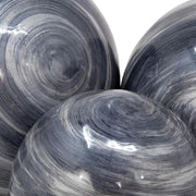Benzara Transitional Style Spherical Glossy Metal Orb, Set of 3, Blue and Gray