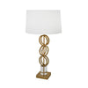 Benzara Geometric Ring Metal Lamp with Tapered Drum Shade, White and Gold