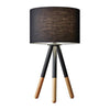 Benzara Wood and Metal Transitional Table Lamp with Tripod Base, Black and Brown