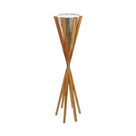 Benzara 49 Inch Metal and Wood Torch Shape Candle Holder, Brown
