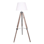 Benzara Wood and Metal Transitional Floor Lamp with Tripod Base, Brown