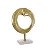 Benzara Industrial Round Disc Design Accent Decor with Marble base, Gold