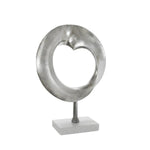 Benzara Industrial Round Disc Design Accent Decor with Marble base, Silver